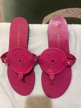 Jack Rogers Hot Pink Leather Millie Sandals